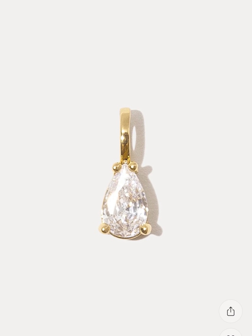 Miranda Frye Gianna Charm Gold Pear Shaped Cubic Zirconia Pendant - White Stone